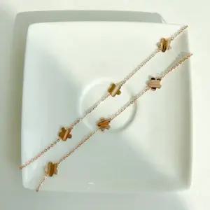 모던 플라워 행운 팔찌14k로즈골드20cm