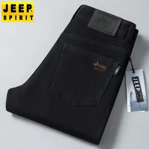 JEEP SPIRIT 남성 겨울 와이드 스트레이트 데님 팬츠 일상복 작업복 청바지