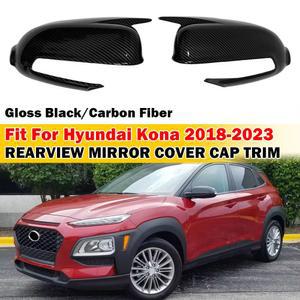 현대 코나 2018 자동차 스티커 리어뷰 사이드 미러 커버 윙 캡 외부 도어 리어 뷰 케이스 트림 카본룩 블랙