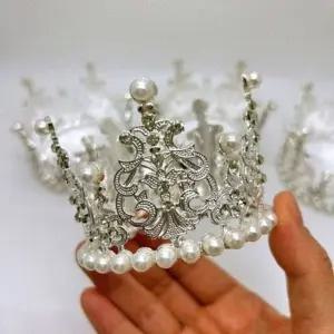 진주 큐빅 왕관 파티용 공주용품 2컬러 생일 파티 액세서리 (WFKKMOY)