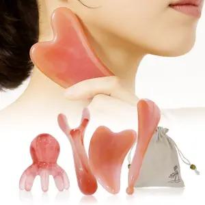 로에드 KCL인증 두피 바디 페이스 전신 미간 코막힘 괄사 마사지기 4종세트 + 파우치포함