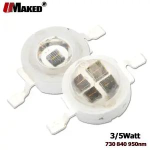 호환  적외선 높은 PowerLED 칩 IR 730Nm 850Nm 940Nm 3W 5W 이미 터 다이오드 COB 통합 매트릭스 LED 빛
