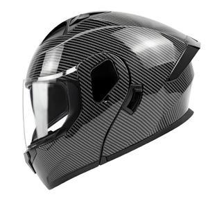 TTMiku 오토바이 헬멧, 청소년 풀페이스 플립 업 모듈식 더트 바이크 ATV 스트리트 레이스 헬멧 카스코 파라 모토, DOT 승인 (탄소 섬유, 대형)