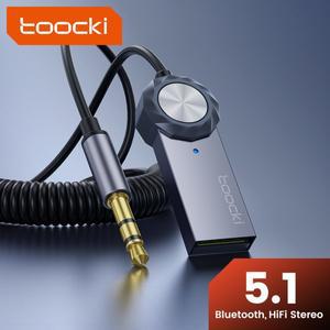 Toocki 무선 블루투스 5.1 리시버 어댑터 3.5mm 잭 오디오 음악 동글 USB 차량용 송신기 Aux 자동차 스피커