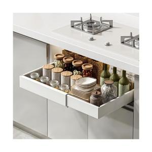 길이조절 레일 슬라이딩 서랍형 수납선반 주방 싱크대 하부장 양념통 정리대