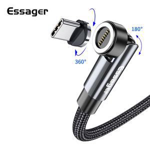 Essager 고속 충전 마그네틱 USB C 타입 케이블, 샤오미 자석 충전기, 전화 데이터 와이어 코드, 2M 540 회전, 3A