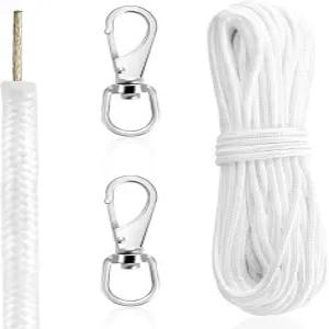 50피트 1/4인치 와이어 깃대 로프 클립 세트 센터 할야드 2피스 스테인리스 스틸 스냅 후크 땋은