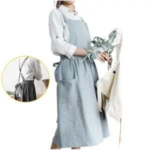 작업 앞치마-블루 (원피스형) 주방 공방 다용도여성 여자 치마형 다용도 홈카페 어린이집 선생님 베이킹