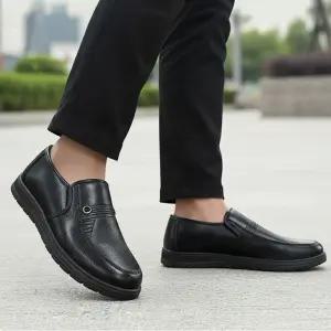 남성 겨울 외출 깔끔한 디자인 블랙 색상 클래식 기모 로퍼 캐주얼 구두 더비 슈즈 비지니스 남자화 단화