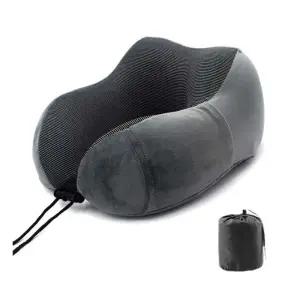 압축백포함 메모리폼 U모양 목베개 다크그레이