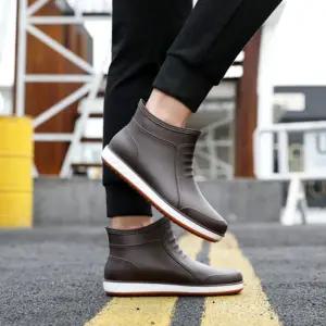 남자 여름 숏 앵클 부츠 장마 방수 신발 주방화레인 남성 장화 슈즈 발목 캐주얼 반장화 블랙 패션