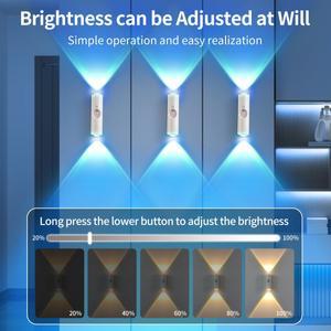 스마트 RGB 그라데이션 벽 조명 모션 센서 자석 충전식 일몰 램프 (침실 옷장 정원 실내 장식용)