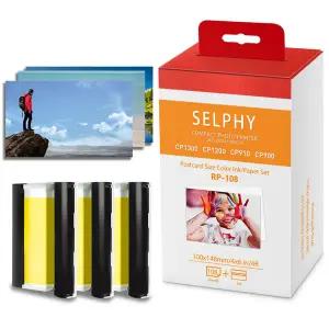 KP108IN Canon Selphy 잉크 용지 세트와 호환 가능 6 인치 잉크 카트리지 Selphy CP1500 CP1300 CP1200 CP1