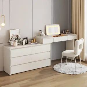 ㄱ자화장대 공간활용 확장형 침실 메이크업 코너 서랍장 원목 수납장  침대발수납 거울 일체형