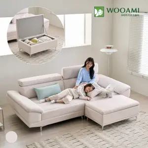 우아미가구 서온 4인용 패브릭 황토볼 온열 온도조절 흙소파+스툴