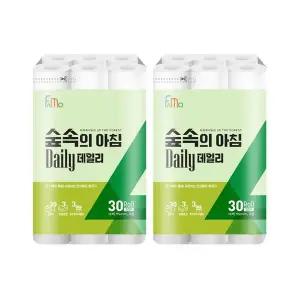 [하프클럽/기타]파모 숲속의 아침 데일리 그린 화장지 3겹 30M 30롤 x2개