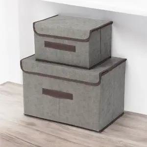 린넨 리빙박스 2종세트 옷정리함 보관상자