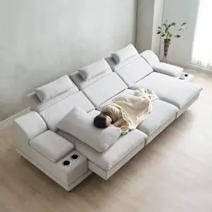 제니 4인 모션쇼파 전동 슬라이드 바퀴없는 확장형 리클라이너 고급형 톡일타이보 패브릭 (무료배송)