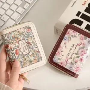 여성 플라워 카드지갑 아코디언 대용량 명함지갑 명함지갑 수납력좋은 카드지갑지퍼형