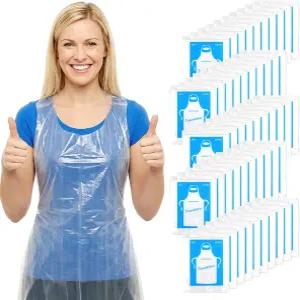 기기 100개 방수 플라스틱 일회용 앞치마 대량 요리 페인팅 집안일 피크닉 파티