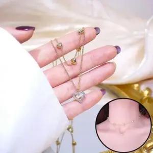 큐빅 패션 골드 하트 여자 친구 선물 목걸이 T0390 WD2B42A