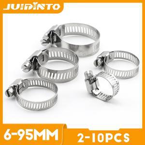 JUIDINTO 2-10pcs 조정 가능 웜 기어 호스 클램프 물 및 가스 파이프 용 스테인레스 스틸 6-95mm 클립 잠금