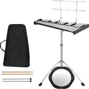 메디몰 32노트 글로켄스필 키트 조절 가능한 스탠드가 있는 퍼커션 실로폰 음악 스탠드 8인치 연습 패드 벨