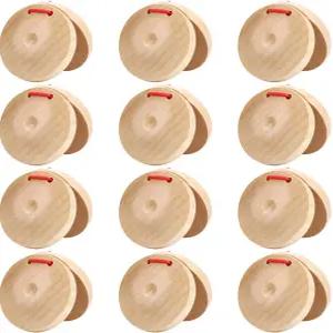 리코겔 나무 카스타넷 타악기 - 12PCS 핸드 핑거 파티 성인을 위한 스페인 교실 DIY 리듬 음악 악기 선호