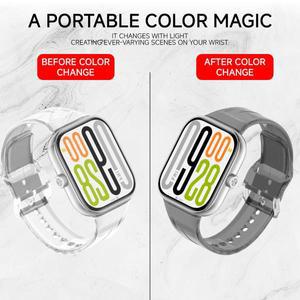 레드미 워치 5 4용 투명 선샤인 변색 실리콘 시계줄, 샤오미 밴드 9 8 프로용 교체 스트랩