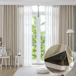 [지나송]어반 더블레이어 방한 암막커튼+내추럴코디+화이트코디+커튼봉(중형)