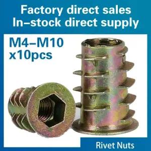 번데기너트 아연 합금 나무 삽입 너트 육각 드 헤드 가구 M4m5m6m8 10개묶음