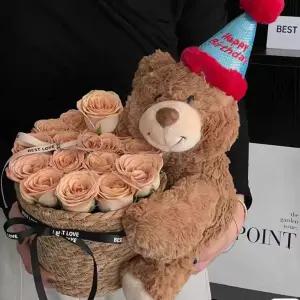 곰돌이 꽃다발 꽃바구니 입학 축하 선물 생일 졸업 인형