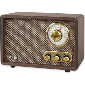내장 스피커가 있는 빅트롤라 윌로우 u2013 레트로 우드 블루투스 라디오: 우아하고 빈티지한 디자인, 로터리 AM/FM 튜닝 다이얼, 베이스 & 트레블 컨트롤, 무선 스트리밍(에스프레소)