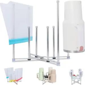 비닐봉지 건조 홀더 병 건조대 다기능 주방 식료품 가방 스탠드 와인 디캔터용 접이식 컵 배수대 머그잔