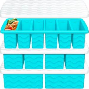 뚜껑이 있는 3팩 실리콘 냉동 트레이 큰 2컵(500ml) 2개 중간 크기 1컵(125ml) 4개 작은 1컵(75ml) 수프