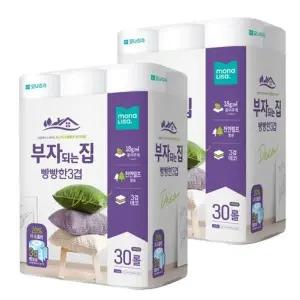 [모나리자]고품질 부자되는집 빵빵 두루마리휴지 3겹화장지 30m 30롤2팩 두루...