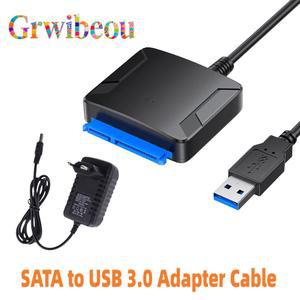 2.5인치 3.5인치 HDD SSD 하드 드라이브용 USB 3.0 어댑터 케이블 5Gbps 외장 컨버터 12V 전원 어댑터 포함 USB 3.0 to SATA 컨버터