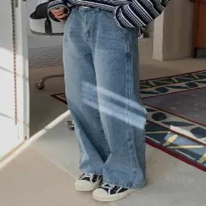 3267 연청 뒷절개 와이드핏 데님 (one color) 히든밴딩