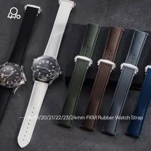 퀵 릴리즈 유니버설 브레이슬릿 20mm 21/22mm 시계 밴드 18/19mm/23mm/24mm FKM 러버 시계 스트랩 오메가