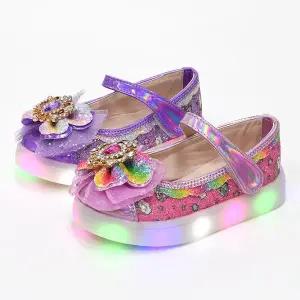 해피걸 무지개 구름 단화 국산 아동 키즈 주니어 여아 LED구두