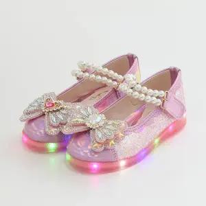 진주나비 유아동 베이비 키즈 주니어 어린이 여아 LED구두