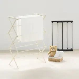 공간활용 접이식 튼튼한 원룸 미니 소형 건조대 빨래건조대 (크림/블랙)