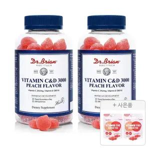 닥터브라이언 비타민C&D 3000 복숭아맛 100구미, 2개 + 증정(복숭아맛 15구미, 2개)