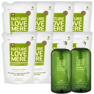 네이쳐러브메레 아기 식기세정제 액상용기 750ml 2개 + 리필형 500ml 8팩, 총 10팩