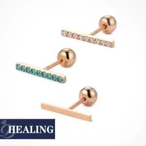 [도로시] 14k 일자스틱 피어싱(1개)-칼라큐빅