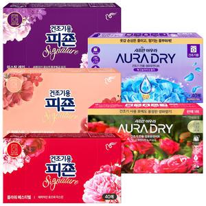 피죤 건조기시트 40매 x 4개 / 드라이시트 아우라 섬유유연제 AURA