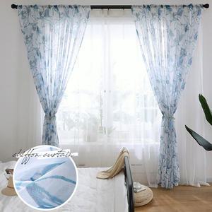거실 창문 안방 가리개 레이스 암막 바란스 커튼 커텐_쉬폰_블루