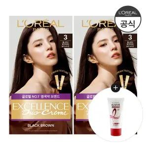 엑셀랑스 듀오크림 새치염색약 2개 (증)토탈헤어팩 50ml