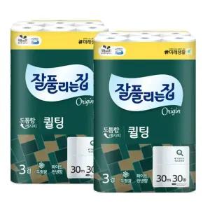 잘풀리는집 더도톰한 퀼팅 3겹 30M 30롤 2팩