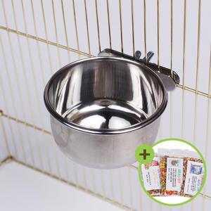 나사식 스텐 모이통 (소) 새장부착형 새모이 급식기 애완조를 위한 스테인레스 재